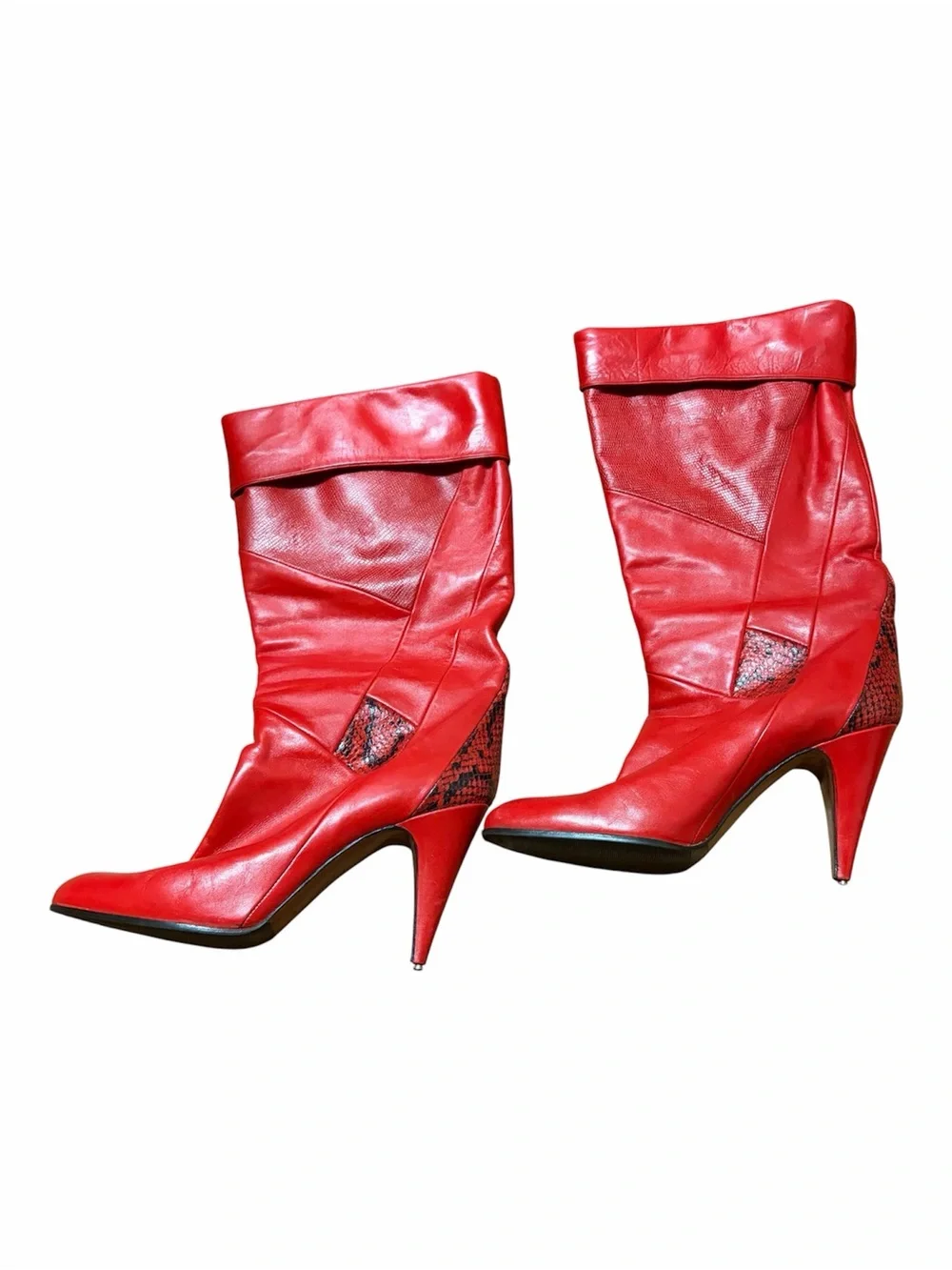 Women's Red Over-the-Knee Leather Boots